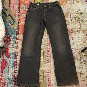 Zara Women’s Dark Gray Low Rise Wide Leg Jeans. Size US4